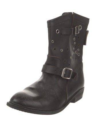 Golden Goose Leather Braided Accents Moto Boots