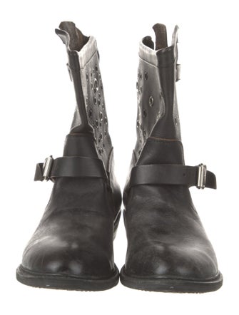 Golden Goose Leather Braided Accents Moto Boots