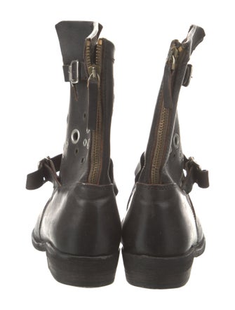 Golden Goose Leather Braided Accents Moto Boots