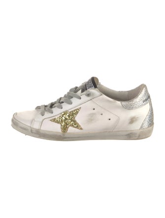 Golden Goose Leather Glitter Accents Sneakers
