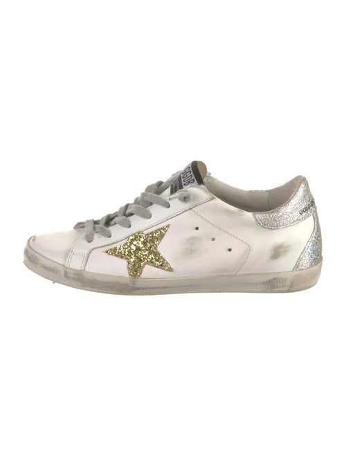 Golden Goose Leather Glitter Accents Sneakers