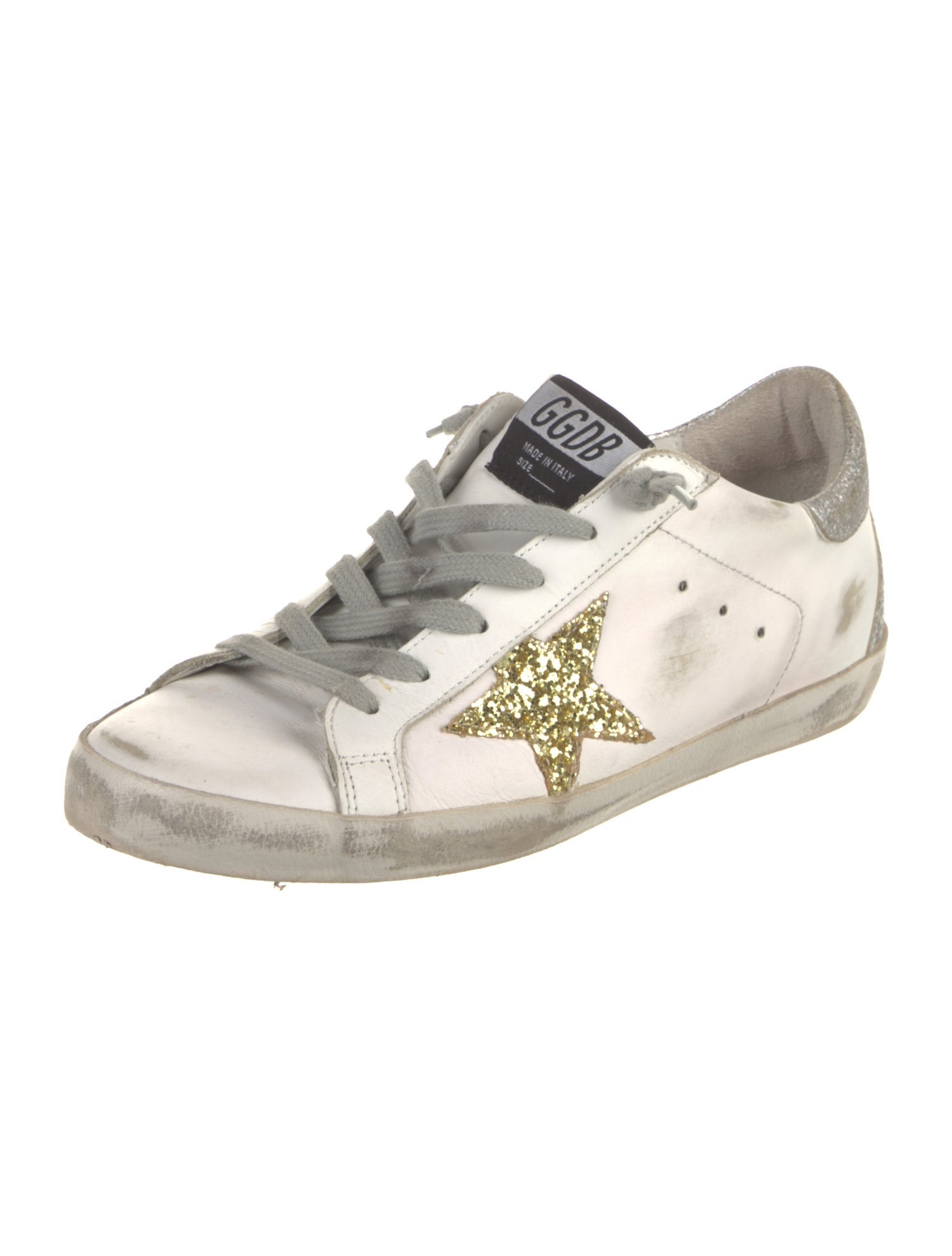 Golden Goose Leather Glitter Accents Sneakers