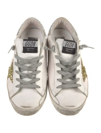 Golden Goose Leather Glitter Accents Sneakers