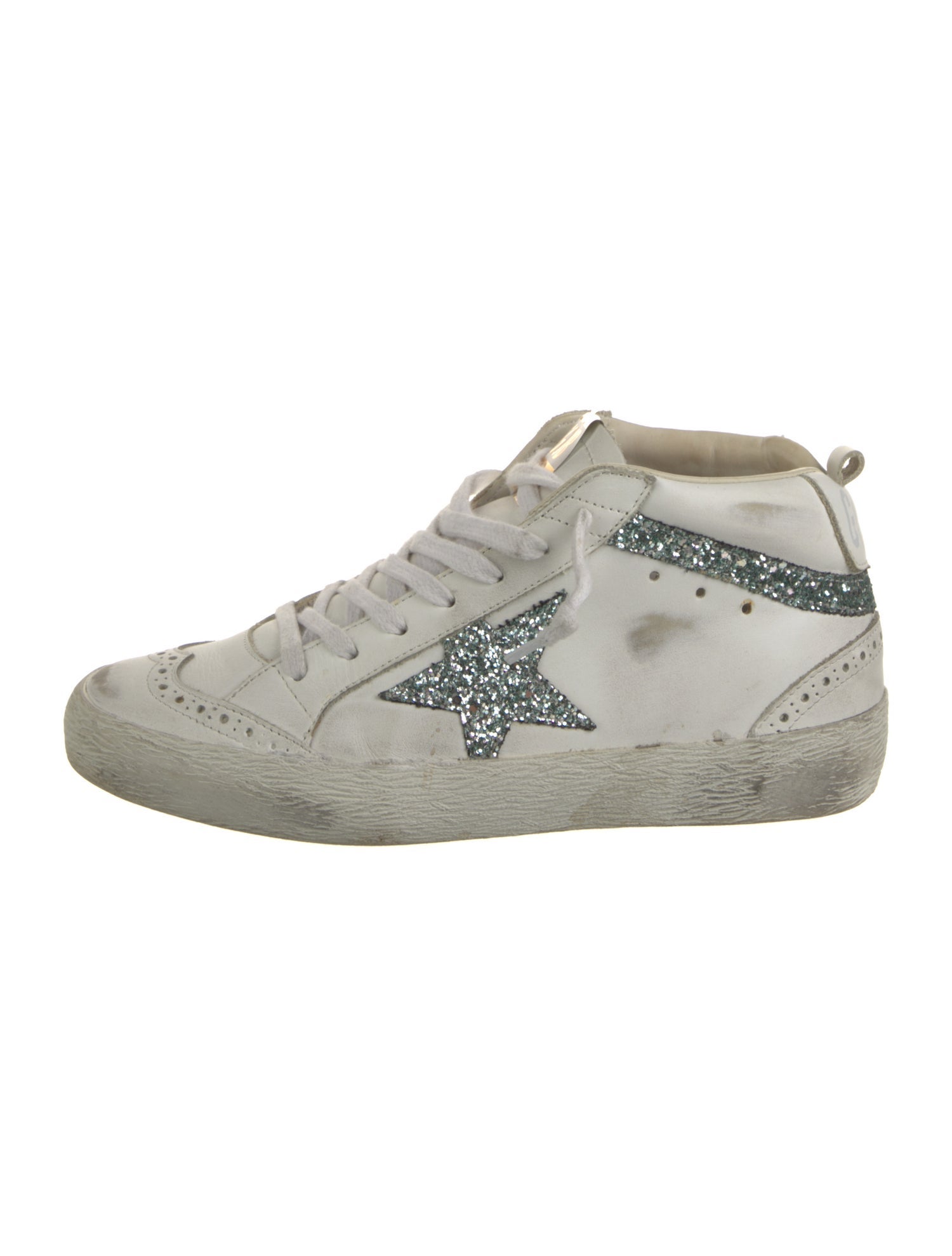 Golden Goose Leather Glitter Accents Sneakers