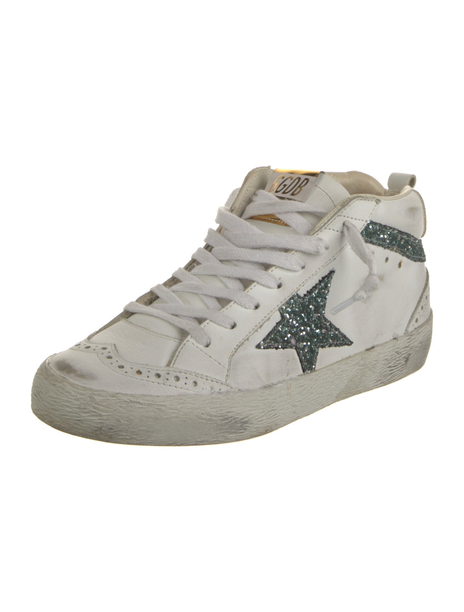 Golden Goose Leather Glitter Accents Sneakers