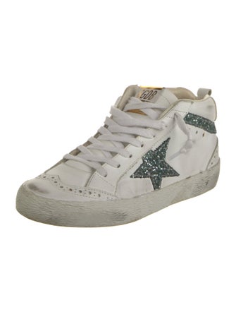 Golden Goose Leather Glitter Accents Sneakers