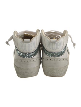 Golden Goose Leather Glitter Accents Sneakers
