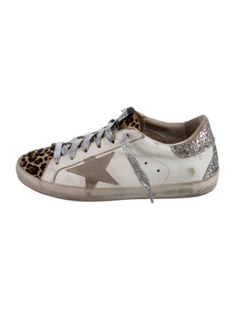 Golden Goose Leather Animal Print Sneakers