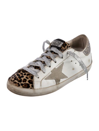 Golden Goose Leather Animal Print Sneakers