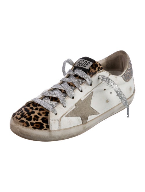Golden Goose Leather Animal Print Sneakers