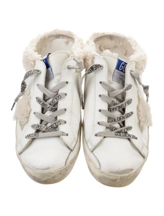 Golden Goose Leather Glitter Accents Sneakers