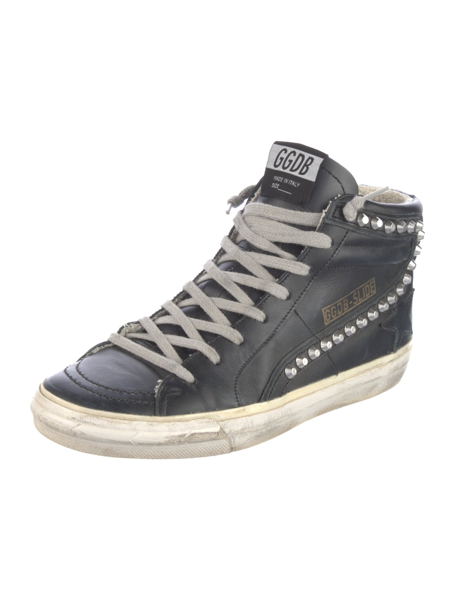 Golden Goose Leather Studded Accents Wedge Sneakers
