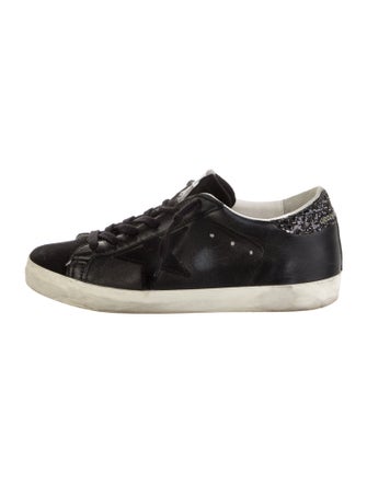 Golden Goose Leather Glitter Accents Sneakers