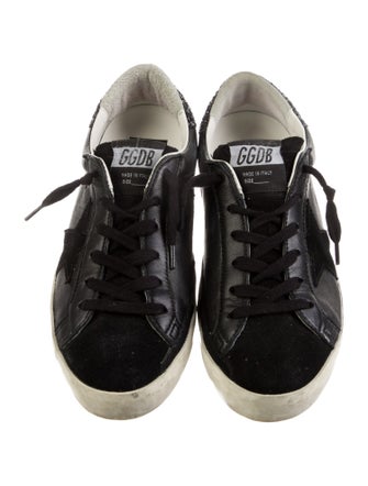 Golden Goose Leather Glitter Accents Sneakers