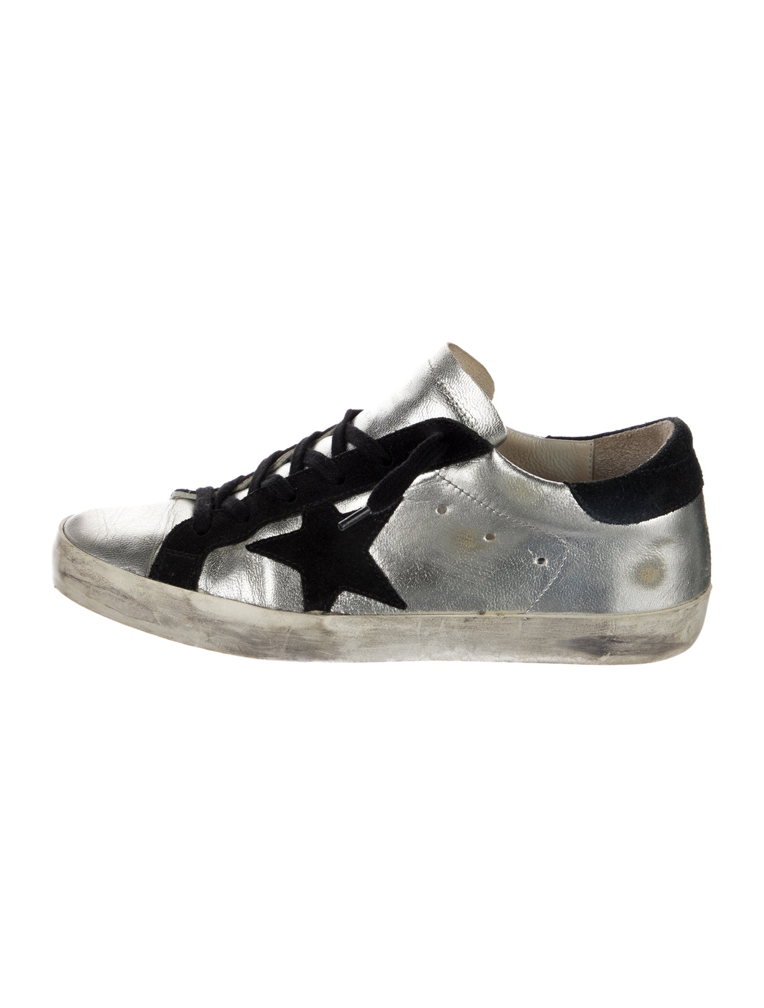 Golden Goose Leather Colorblock Pattern Sneakers