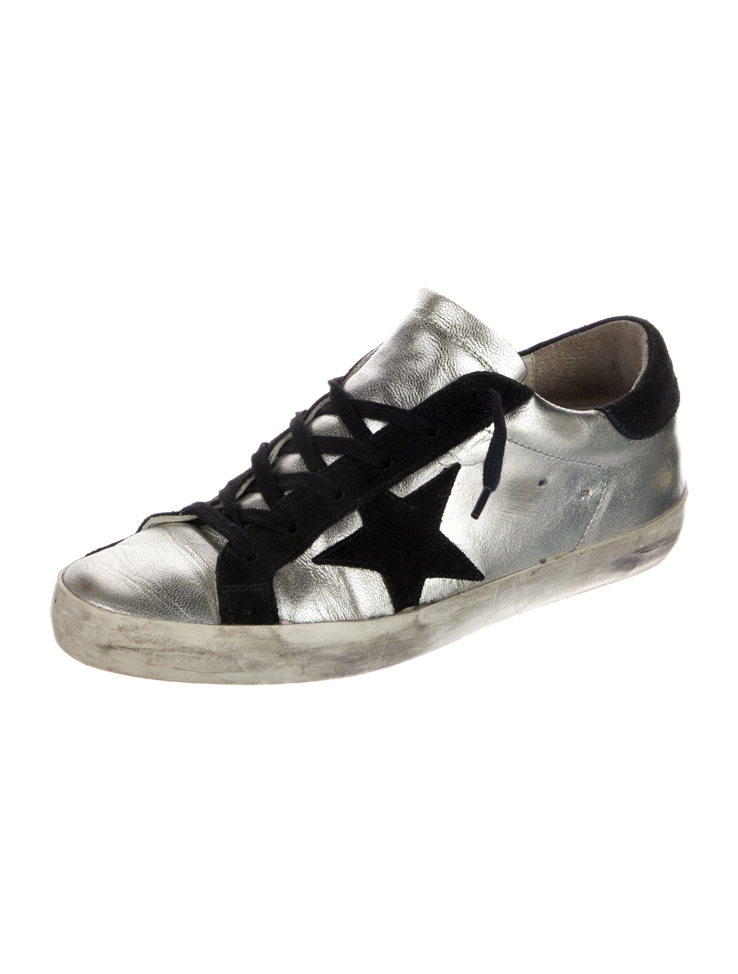 Golden Goose Leather Colorblock Pattern Sneakers