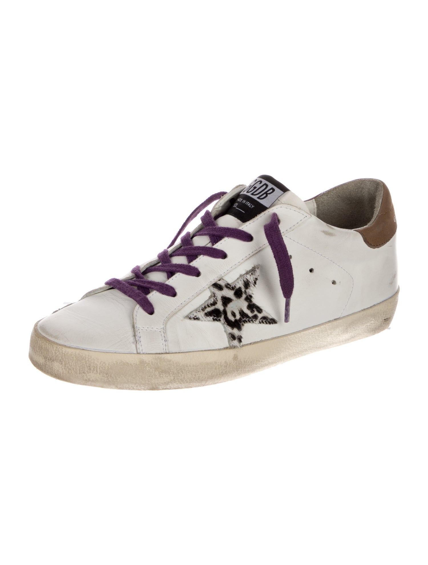 Golden Goose Leather Glitter Accents Sneakers