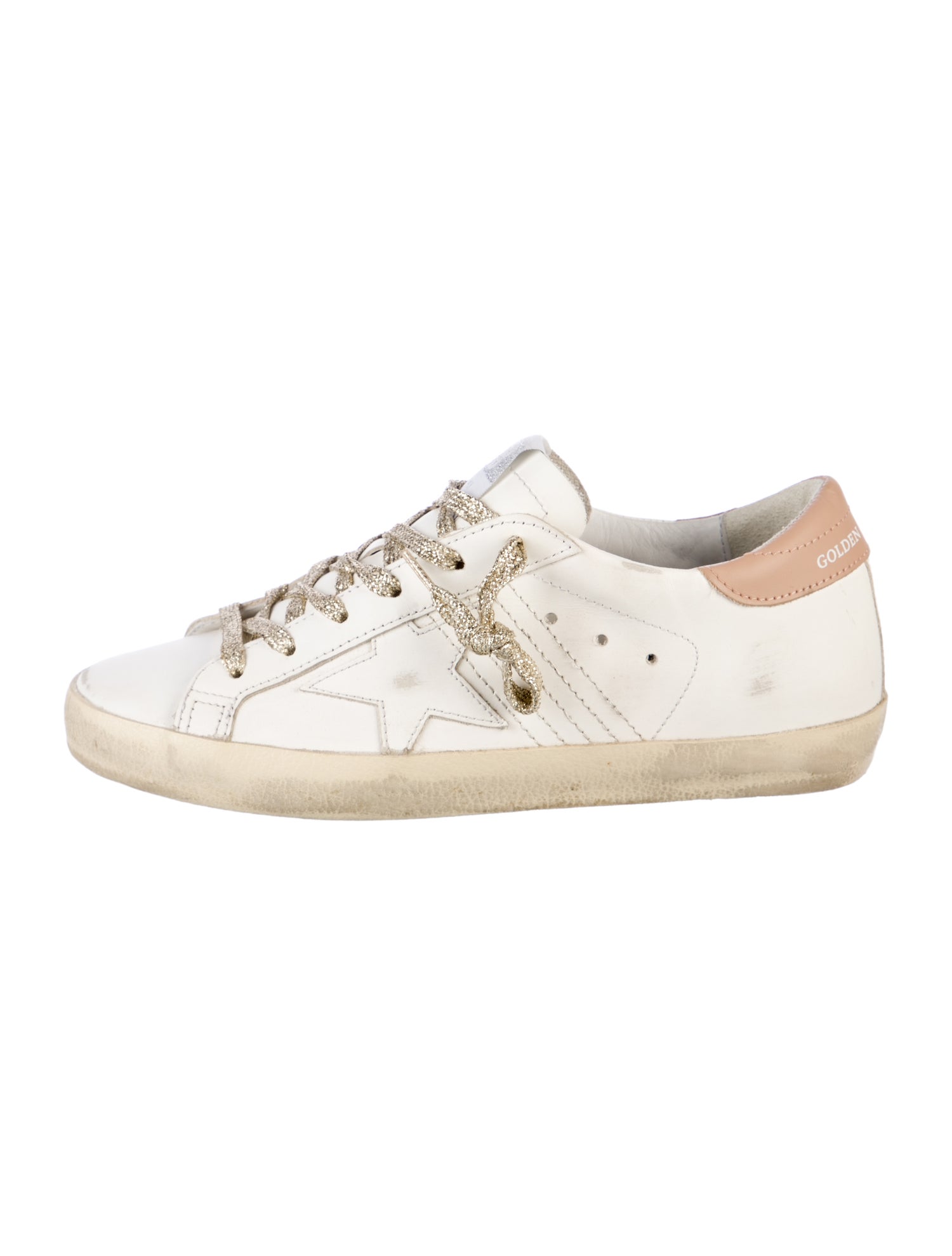 Golden Goose Leather Glitter Accents Sneakers