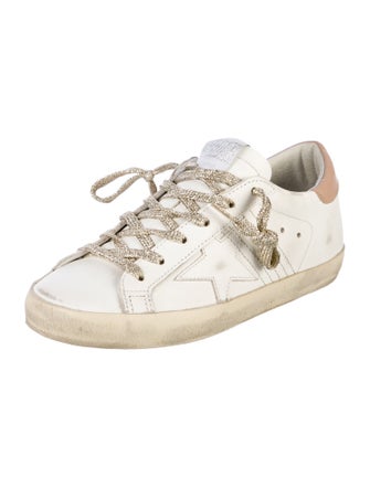 Golden Goose Leather Glitter Accents Sneakers