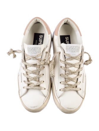 Golden Goose Leather Glitter Accents Sneakers