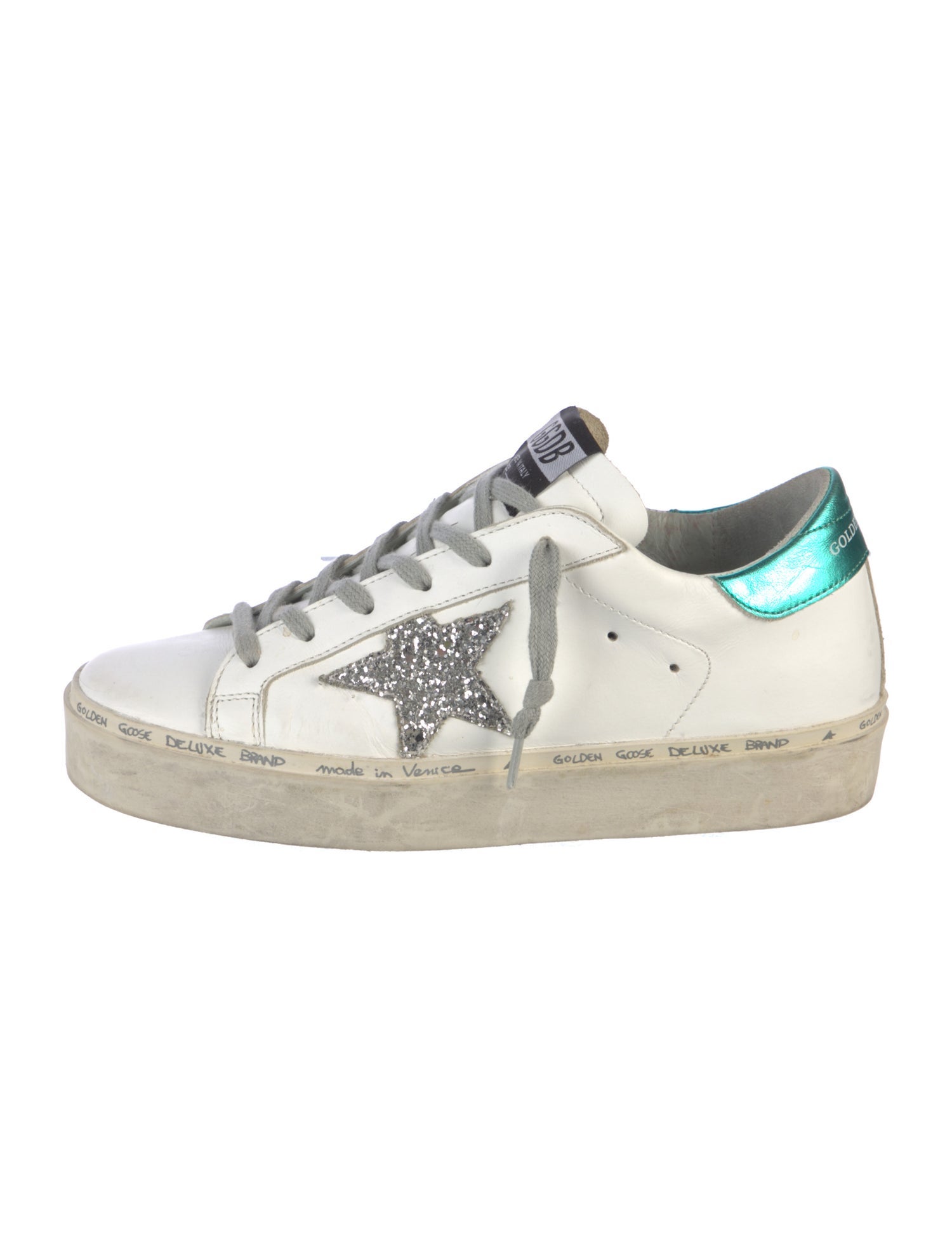 Golden Goose Leather Glitter Accents Sneakers
