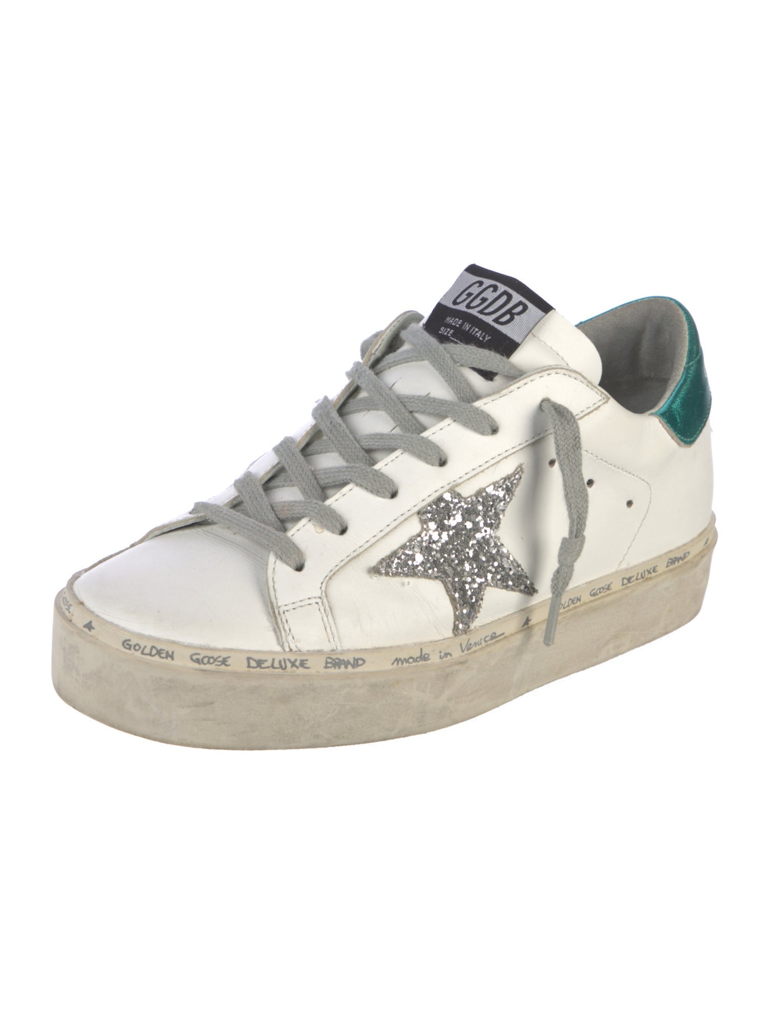 Golden Goose Leather Glitter Accents Sneakers