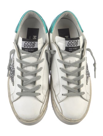 Golden Goose Leather Glitter Accents Sneakers