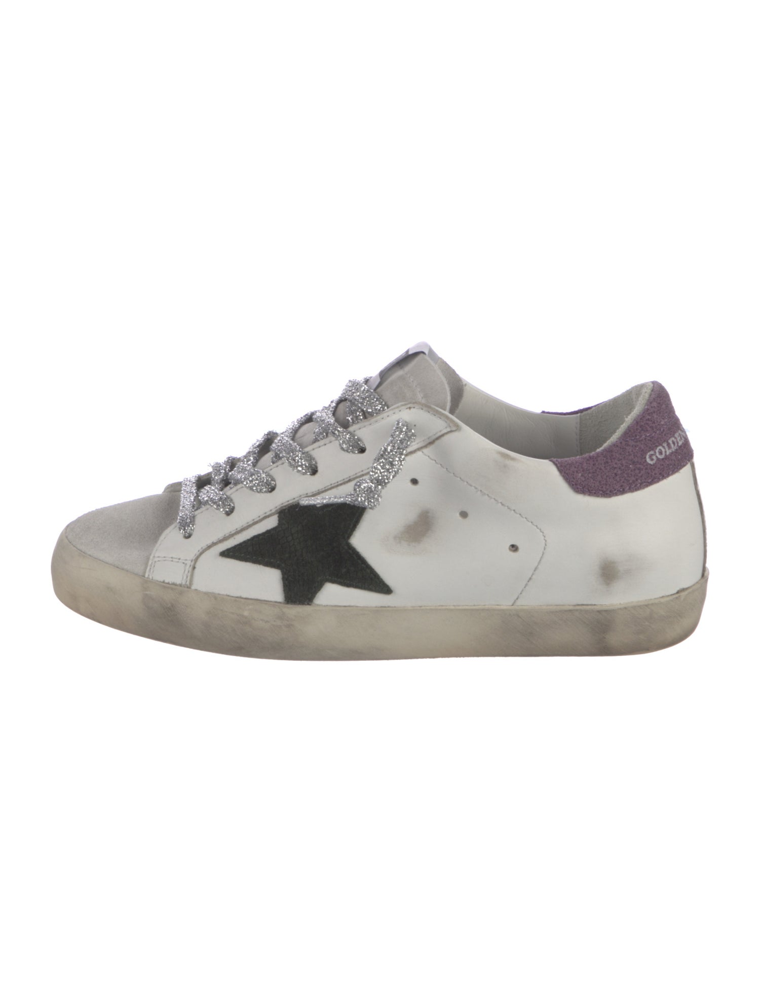 Golden Goose Leather Glitter Accents Sneakers