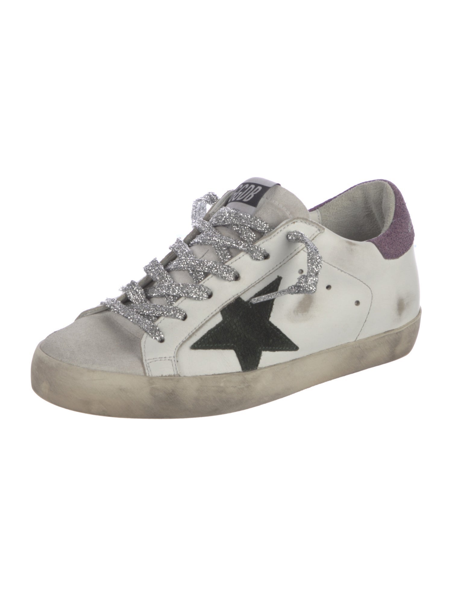 Golden Goose Leather Glitter Accents Sneakers