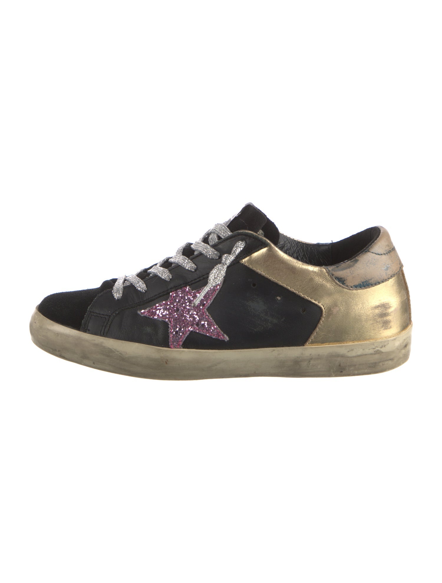 Golden Goose Leather Colorblock Pattern Sneakers