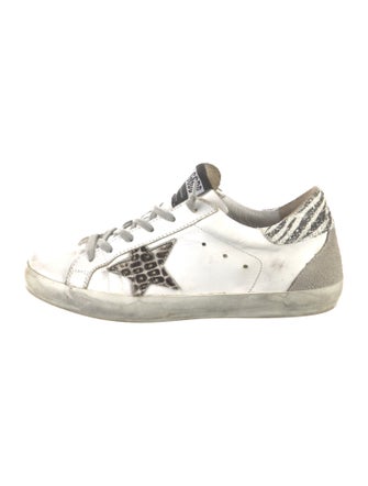 Golden Goose Leather Glitter Accents Sneakers