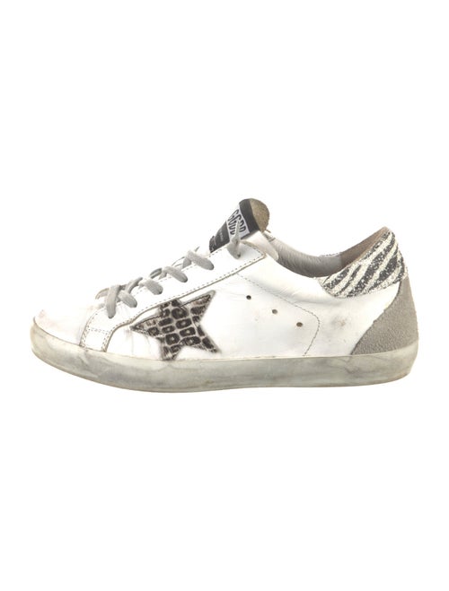 Golden Goose Leather Glitter Accents Sneakers