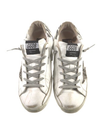 Golden Goose Leather Glitter Accents Sneakers