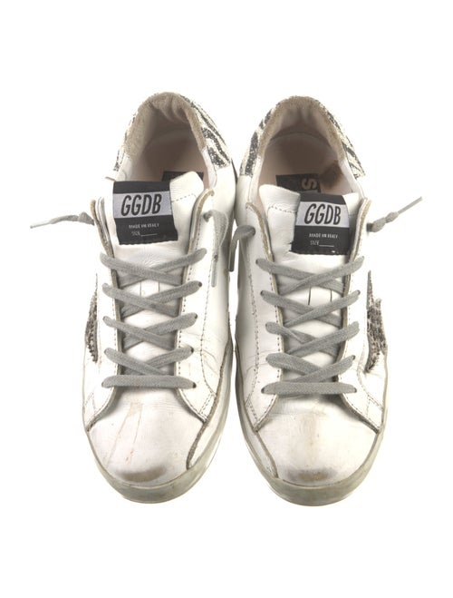 Golden Goose Leather Glitter Accents Sneakers