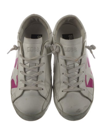 Golden Goose Leather Graphic Print Sneakers