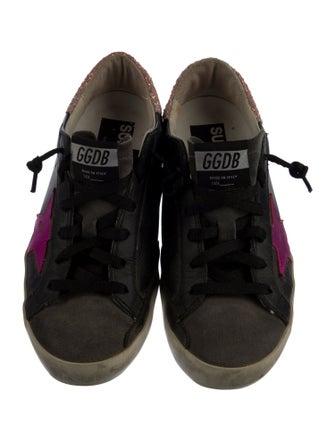 Golden Goose Leather Glitter Accents Sneakers