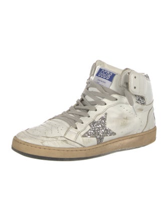 Golden Goose Leather Glitter Accents Sneakers