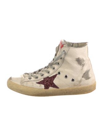 Golden Goose Leather Glitter Accents Sneakers