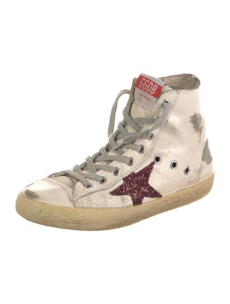 Golden Goose Leather Glitter Accents Sneakers