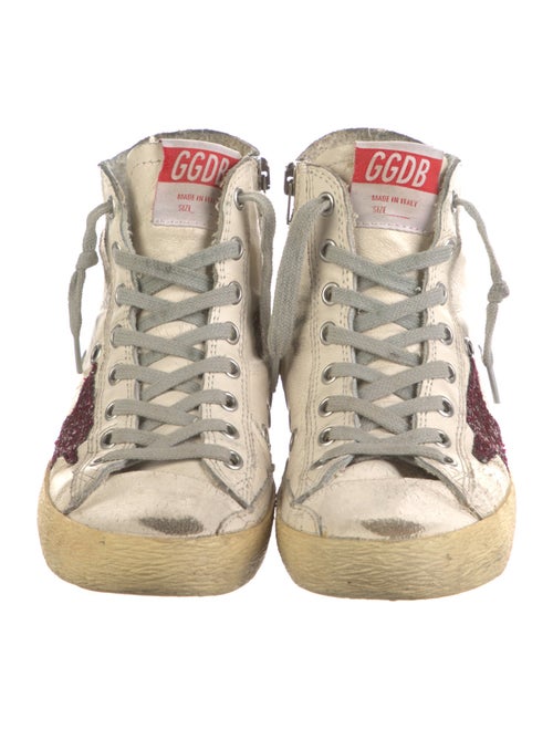 Golden Goose Leather Glitter Accents Sneakers
