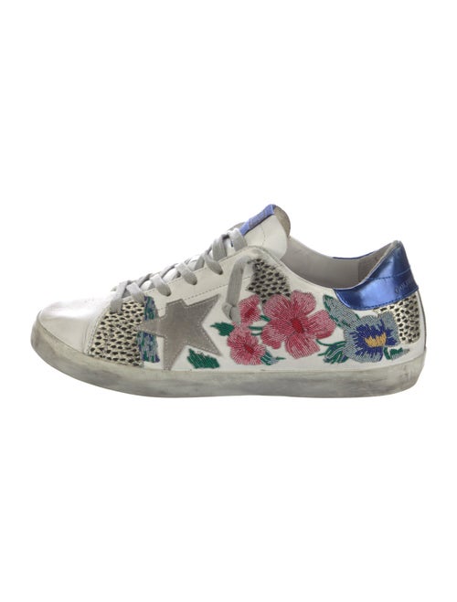 Golden Goose Leather Floral Print Sneakers
