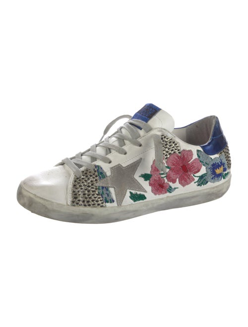 Golden Goose Leather Floral Print Sneakers