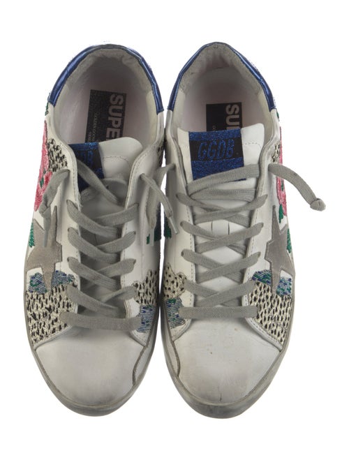 Golden Goose Leather Floral Print Sneakers