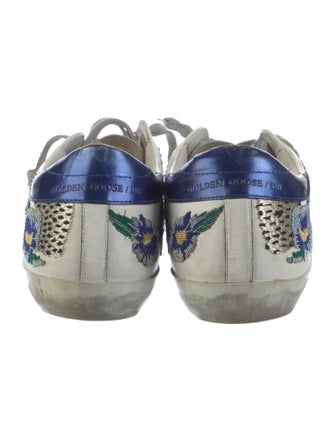 Golden Goose Leather Floral Print Sneakers
