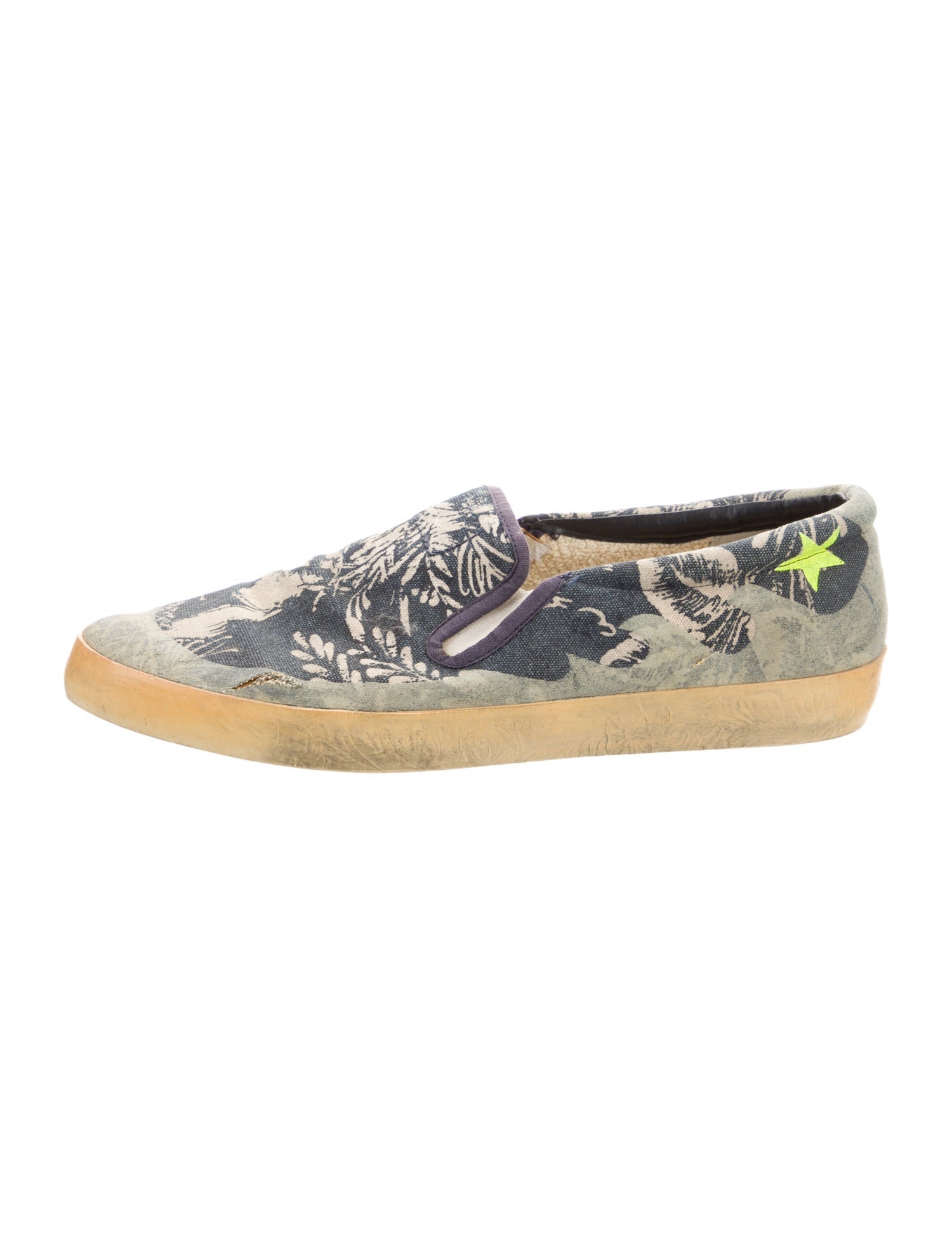 Golden Goose Canvas Floral Print Loafers