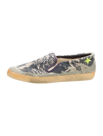 Golden Goose Canvas Floral Print Loafers