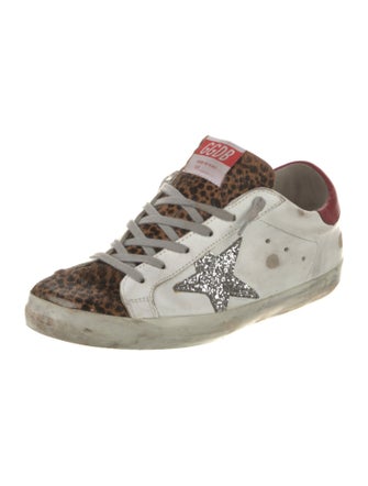 Golden Goose Leather Animal Print Sneakers