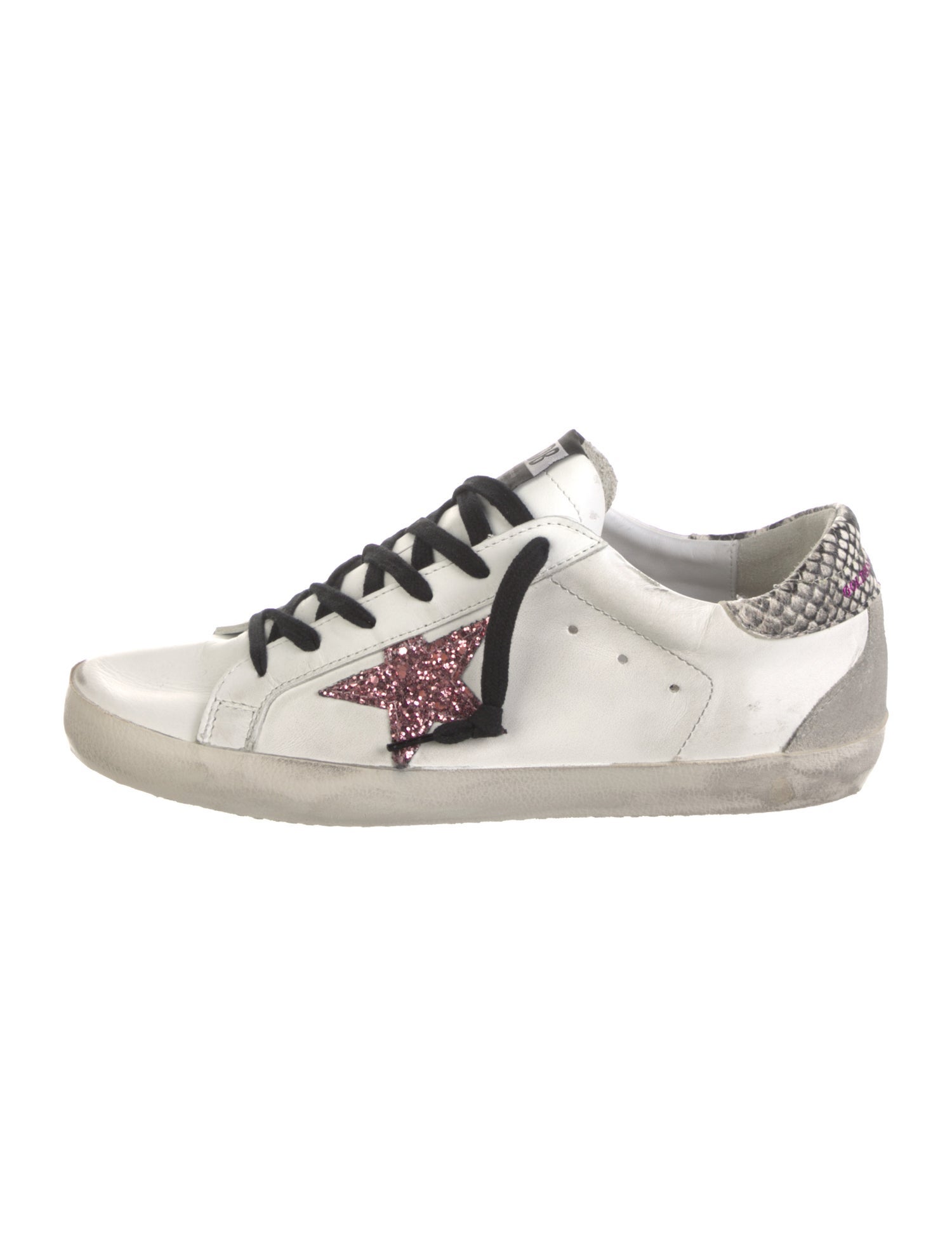 Golden Goose Leather Glitter Accents Sneakers