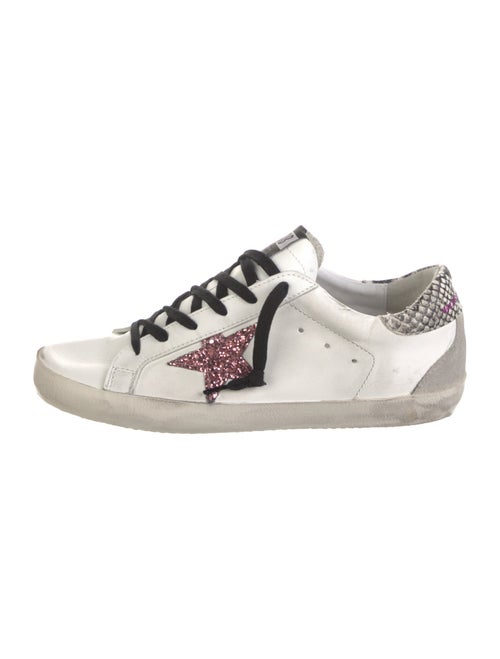 Golden Goose Leather Glitter Accents Sneakers