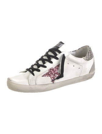 Golden Goose Leather Glitter Accents Sneakers
